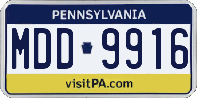 PA license plate MDD9916