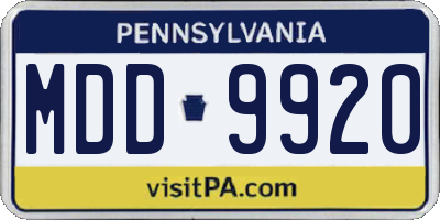 PA license plate MDD9920
