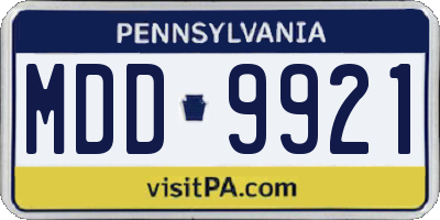 PA license plate MDD9921