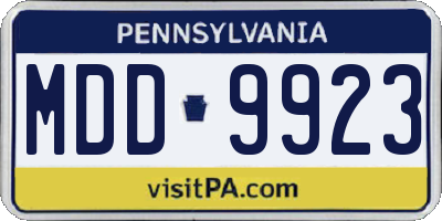 PA license plate MDD9923