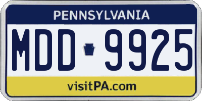 PA license plate MDD9925