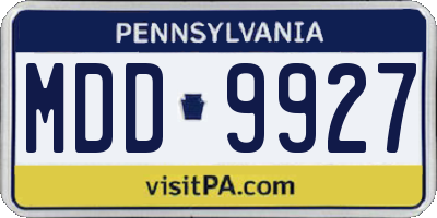 PA license plate MDD9927