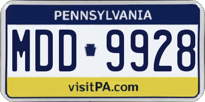 PA license plate MDD9928