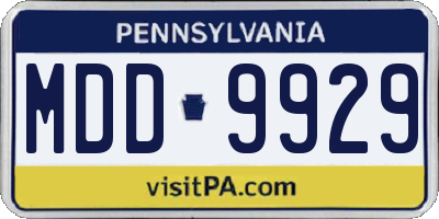 PA license plate MDD9929