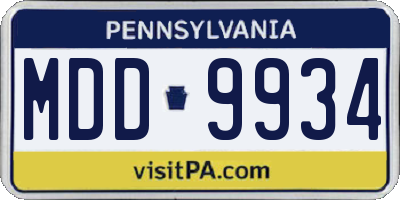 PA license plate MDD9934