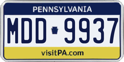 PA license plate MDD9937