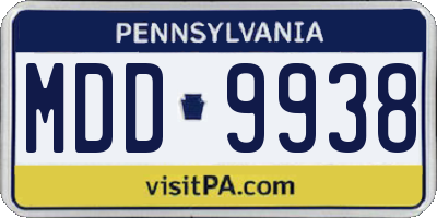 PA license plate MDD9938
