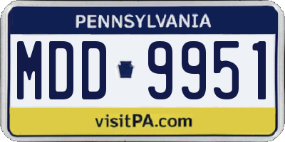 PA license plate MDD9951