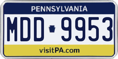 PA license plate MDD9953