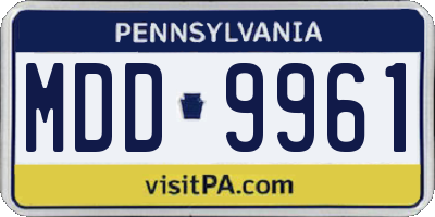 PA license plate MDD9961