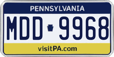 PA license plate MDD9968