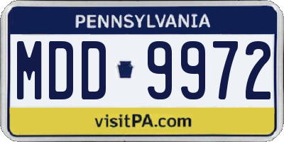 PA license plate MDD9972