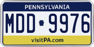 PA license plate MDD9976