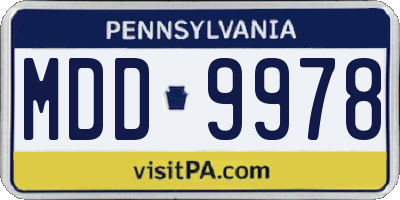 PA license plate MDD9978
