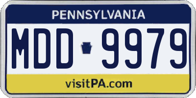 PA license plate MDD9979