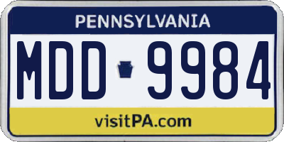 PA license plate MDD9984