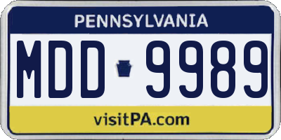PA license plate MDD9989