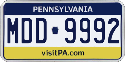 PA license plate MDD9992