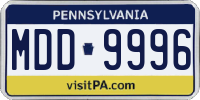 PA license plate MDD9996