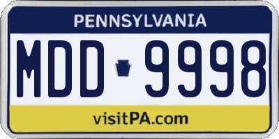 PA license plate MDD9998