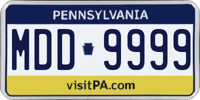 PA license plate MDD9999
