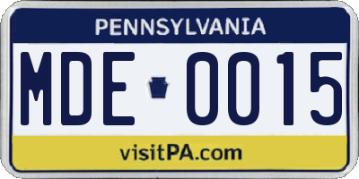 PA license plate MDE0015