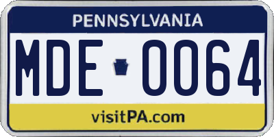 PA license plate MDE0064
