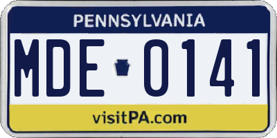 PA license plate MDE0141