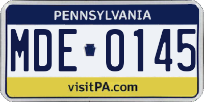 PA license plate MDE0145