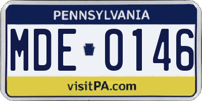 PA license plate MDE0146