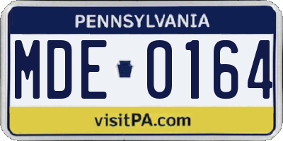 PA license plate MDE0164