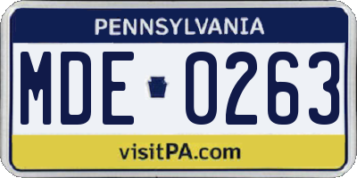 PA license plate MDE0263