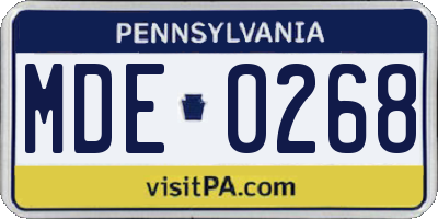 PA license plate MDE0268
