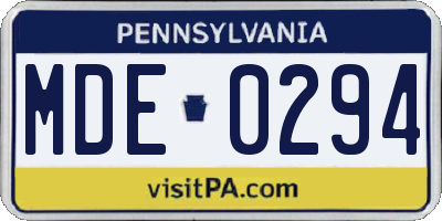 PA license plate MDE0294