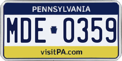 PA license plate MDE0359