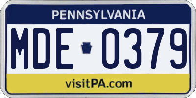 PA license plate MDE0379