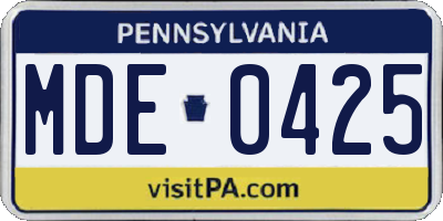 PA license plate MDE0425