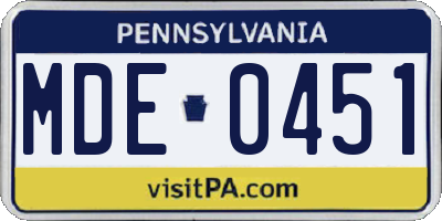 PA license plate MDE0451