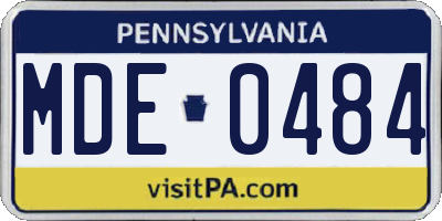 PA license plate MDE0484