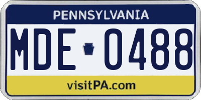 PA license plate MDE0488