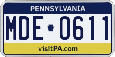 PA license plate MDE0611