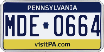 PA license plate MDE0664