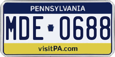 PA license plate MDE0688