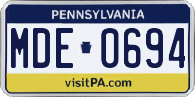 PA license plate MDE0694