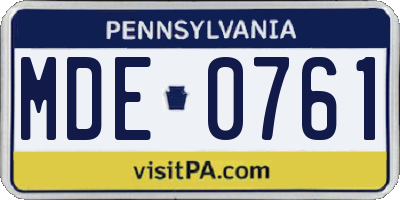 PA license plate MDE0761