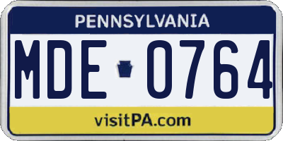PA license plate MDE0764