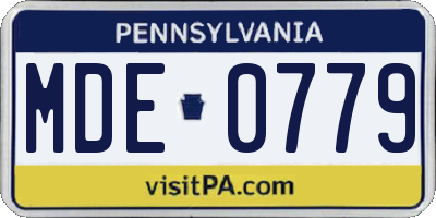 PA license plate MDE0779