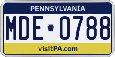 PA license plate MDE0788