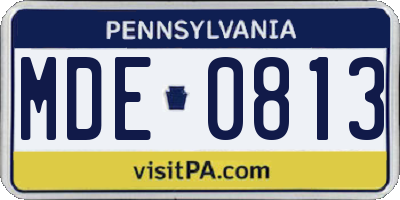 PA license plate MDE0813