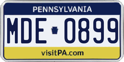 PA license plate MDE0899